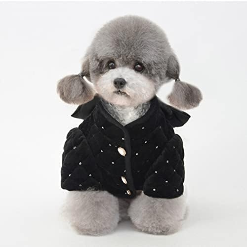 ЗАКУПУВАНЕ на Зимата рокля за кучета с С лък, рокли за домашни любимци с пайети, Дрехи за котки, Топло палто (Цвят: черен Размер: XL код)