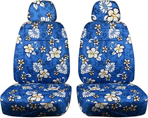 ПОКРИВА ИЗЦЯЛО Покривала за автомобилни седалки с гавайским принтом с 2 отделни облегалки за глава: Сини с цветя,