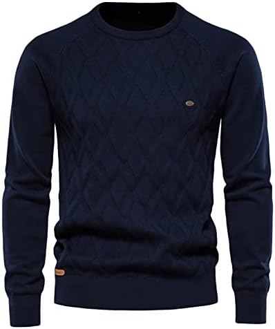 XIAXOGOOL Мъжки Пуловер с кръгло деколте, Мъжки Ежедневни Пуловер Кабелна Тел Slim Fit Kintwear, Модерен Пуловер