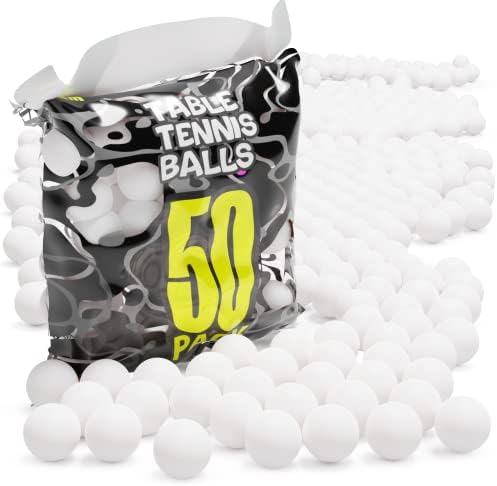 50 Опаковки Бели Топки за пинг-понг 1 Звезда, 40 мм Официален Размер + Тегло Професионален топката за тенис на маса