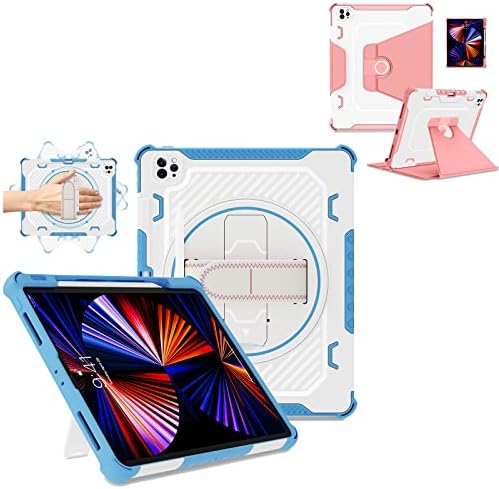 TASSKTO за iPad Pro 12,9 Калъф 6-ти/5-ти/4-ти/от 3-то поколение Синьо + Тънък Кожен калъф за iPad Pro 12,9 Розов