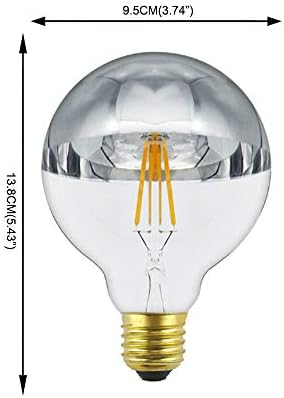 Половината Хром led лампа с нажежаема жичка G30 G95 6 W, Светодиодна лампа със Сребърен връх, на Основата на E26,