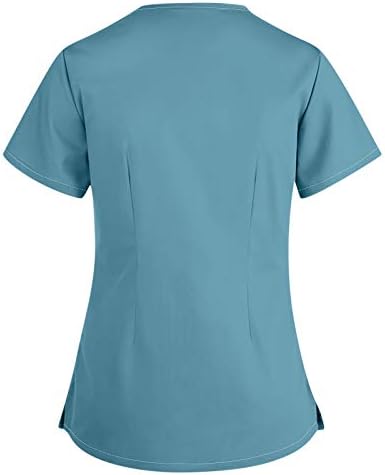 Пилинг-Блузи за Жени, Секси V-Образно Деколте, Ежедневни Обикновена Свободни Тениски с Къс Ръкав, Удобна Блуза с 4 Джоба