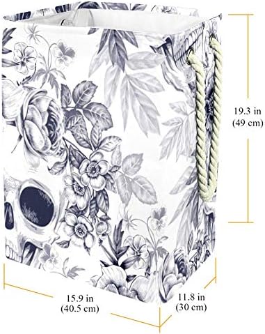 Inhomer Венци от цветя Градина и Черепи 300D Оксфорд PVC, Водоустойчив Кошница за Дрехи, Голяма Кошница за дрехи