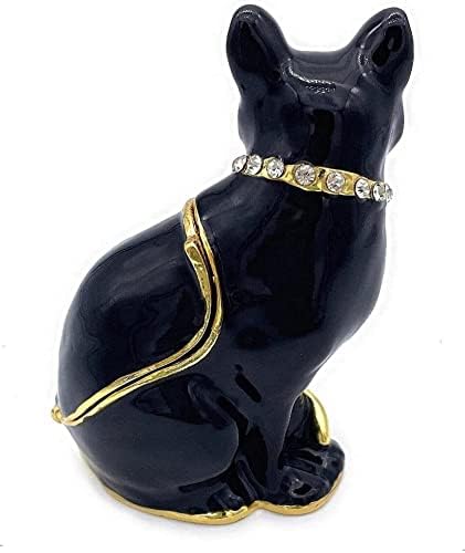 JWT Astyle Луксозен Ковчег за бижута Black Cat на панти с Кристали.Кутия за украшения с фигура на Котка на ръчно