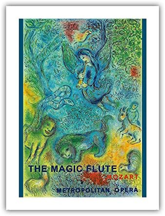 Вълшебната флейта - Моцарт - Метрополитън опера - Ретро Рекламен плакат на Марк Шагал 1966 година на издаване -