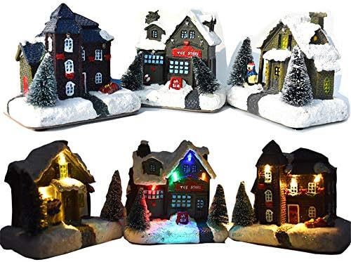 Коледен Декор на Снежната Къща с подсветка ZJDU - Коледна Сбирка на Сградата е С Led Подсветка, Миниатюрни Бижута,