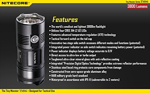 Фенерче Nitecore TM06 3800 Лумена с 4 батерии с капацитет 2600 mah и химикалка