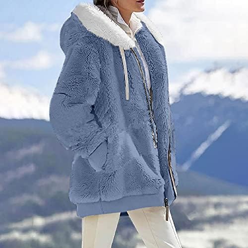 FOVIGUO Дамско Зимно палто, Зимни Пуловери за жени с Качулка и Дълъг Ръкав, Класически Мек Пуловер с V-образно деколте,