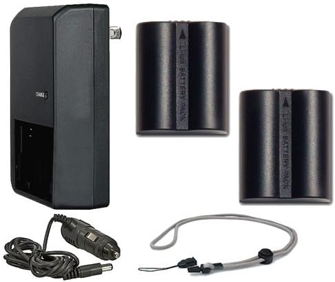 Литиево-йонните Батерии CGA-S006 (2) + Мини Зарядно + Каишка за цифрови фотоапарати Panasonic Lumix DMC-FZ7, FZ8,