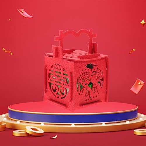 LUOZZY 10 бр Китайска Сватбена Кутия шоколадови Бонбони, Пухкава Выдалбливаемые Кутии за Подаръци Червена Преносима