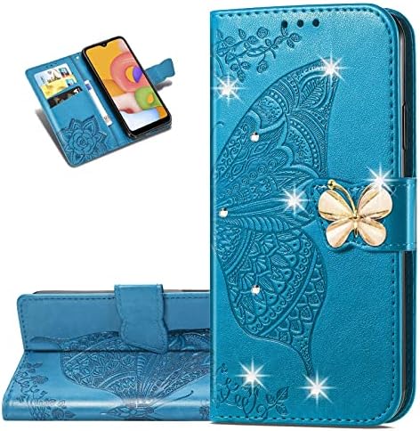 LEMAXELERS Чанта-портфейл за Nokia G400 5G, калъф с Релефно под формата на пеперуда, с поставка за карти Магнитни