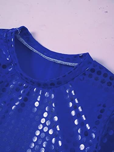 Jizyo/ Съкратен Блузи за момичета и Момчета, Искрящи Танцови Тениски С дълги ръкави, Танцов Костюм, Риза С пайети
