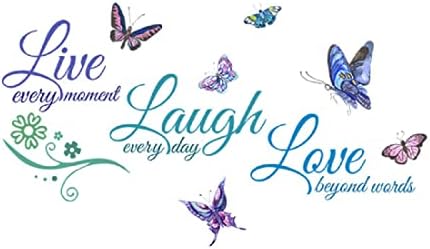 Жив Смях Любов Вдъхновяващи Цитати Стикери за Стена Пеперуда Мотивационни Надпис Положителни Твърдения САМ Стикер