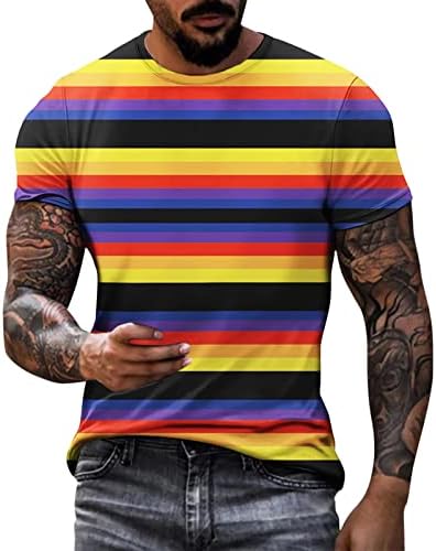 XXBR Мъжка тениска в ивицата Vintag с къс ръкав, тениски с 3D принтом мускулите, Ежедневни Блузи, Летен Пуловер