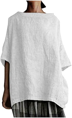 uikmnh Годишна Жена в памучна Тениска С Къс Ръкав-Кимоно, Блузи, Риза Однотонная