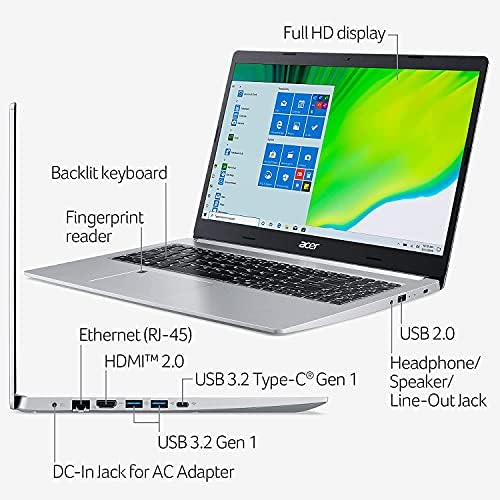 Най-новият лаптоп Acer Aspire 2022 5 Slim 15,6 FHD IPS, четириядрен процесор AMD Ryzen 3 3350U (до 3,5 Ghz, Beat