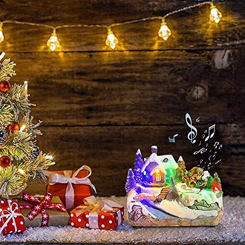 Коледен Селска Къща hwljxn, Къща за Коледа сцени от Смола с led Подсветка, Малко Украса За Дома, Европейските Творчески Музикални Коледни Украси от Led смола, Снежна Колед