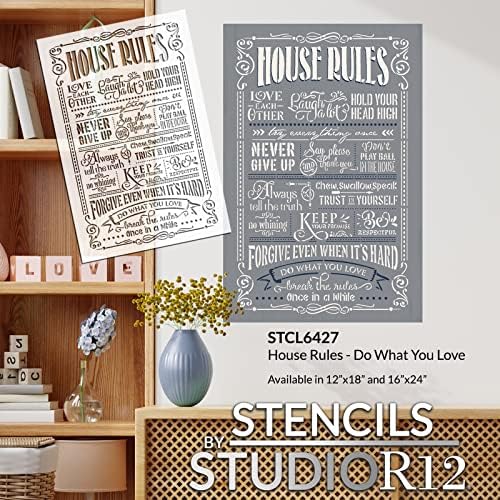 Правилата на дома - Шаблон Прави това, което обичаш от StudioR12 - Изберете размер - Произведено в САЩ - Начало