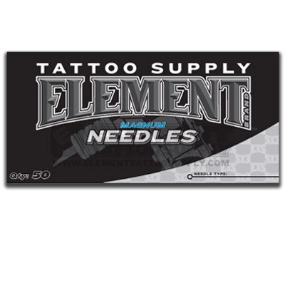 Element Tattoo Supply - Игли за татуировки - Дълъг прът - Плосък Магнум - Кутия с дължина 50 мм с конус с дължина