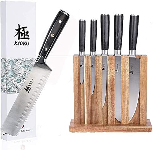 Серия от KYOKU Samurai - Комплект от 5 Ножа с мощност + 7-инчов Зеленчукова нож Nakiri - Японската Высокоуглеродистая